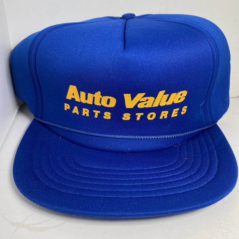 Vintage AUTO VALUE PARTS STORES Baseball Snapback Hat Cap Rope‎ Foam Madhatter